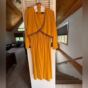 Anthony Mark Hankins Belted Mustard Yellow Dress - Women's Size 14